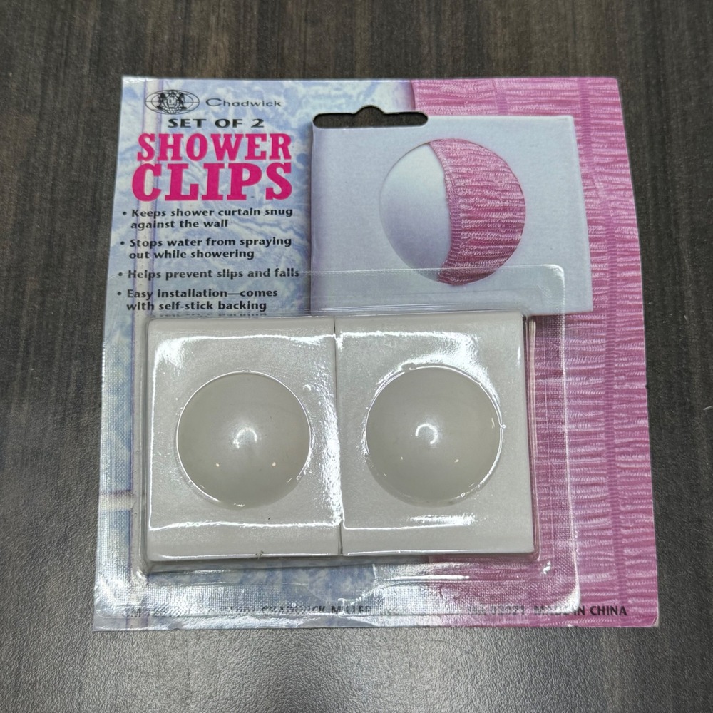 Chadwick Shower Clips Set of 2 Self Stick No More‎ Water on The Floor